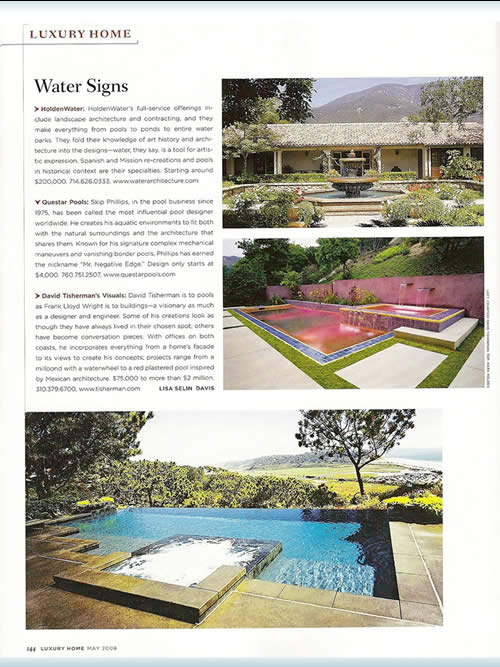 Robb Report Luxury Homes Water Signs May 2008